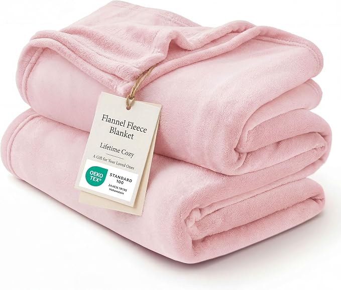 Bedsure GentleSoft Fleece Blanket Twin Size Pink by BEDSURE