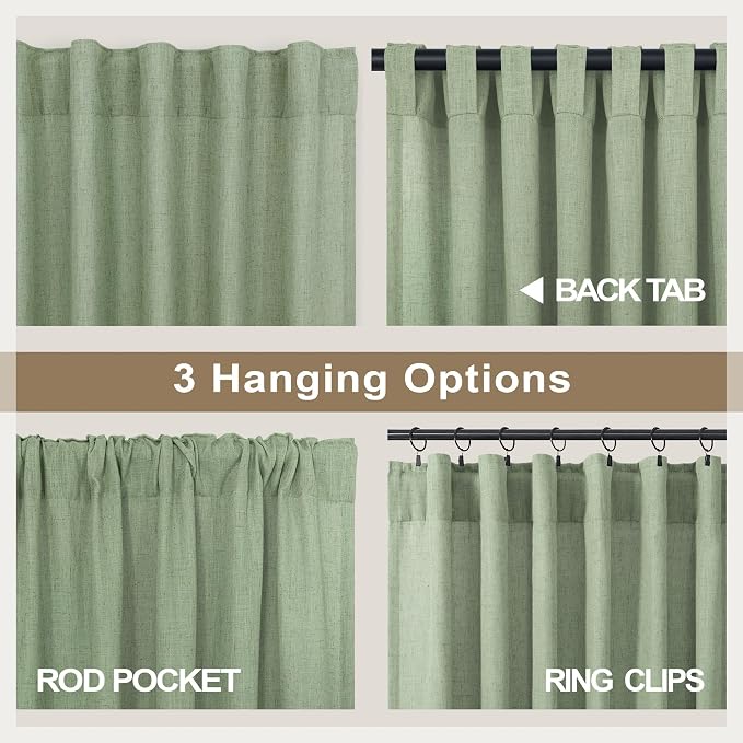 Light Sage Green Linen Curtains 120 Inches Long - Image 5