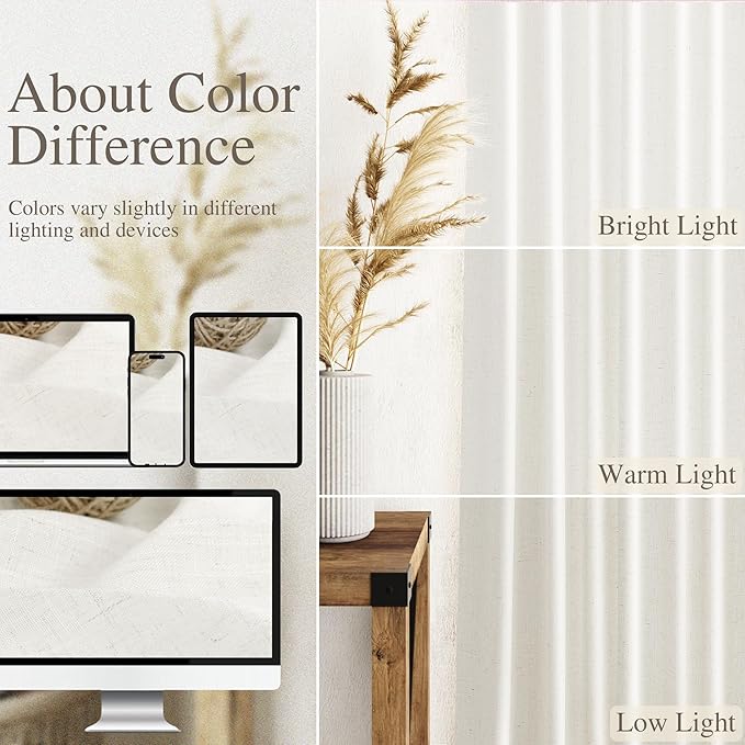 Nanspring Neutral Linen Curtains 72 Inches - Image 3