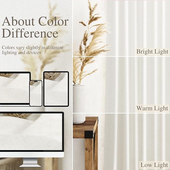 Nanspring Neutral Linen Curtains 108 Inches Long - Image 3