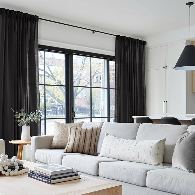 Black Linen Curtains 120 inches Long - Image 6