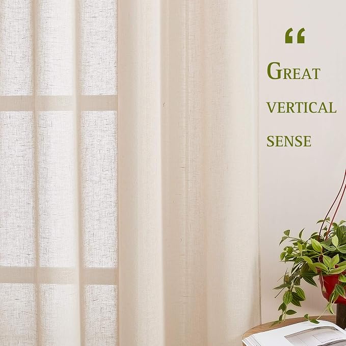 NICETOWN Sliding Door Curtains Linen Sheer Textured, Grommet Semi Sheer Keep - Image 2