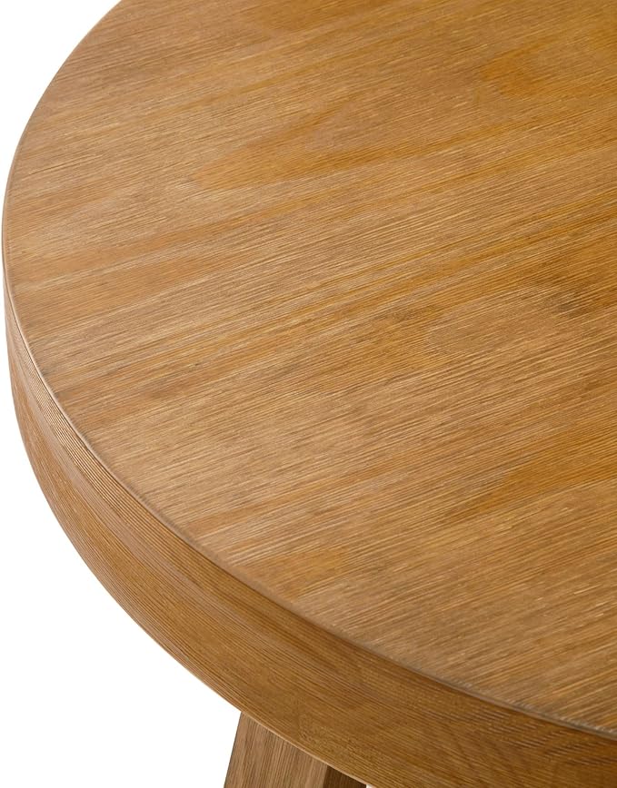 Plank+Beam Classic Round Coffee Table, 30 Inch Farmhouse Coffee Table, Rustic Mini Center Tables for Small Spaces, Small Living Space Tea Table, Pecan Wirebrush