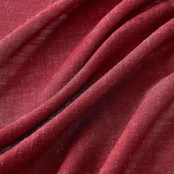 MIULEE Burgundy Red Linen Curtains 72 Inch Length - Image 4
