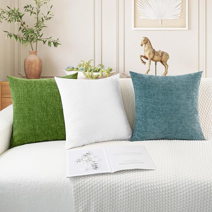 CaliTime Throw Pillow Covers Decorative 22 X 22 Inches Pack of 2 Cozy Chenille - Image 5