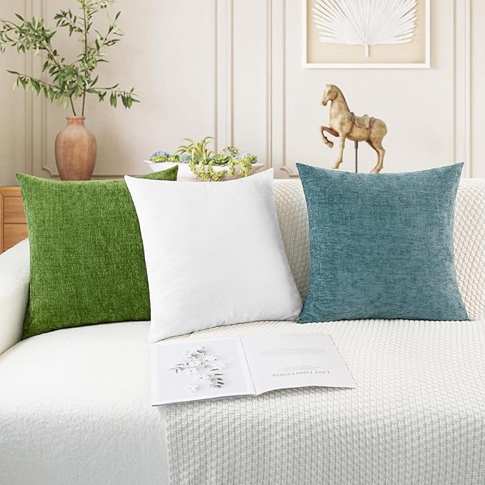 CaliTime Throw Pillow Covers Decorative 18 X 18 Inches Pack of 4 Cozy Chenille - Image 5