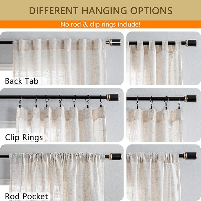 MYSKY HOME Linen Sliding Glass Door Curtains - Image 2