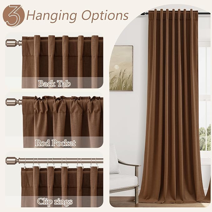 Guken 100% Blackout Linen Curtains 84 Inch Length 2 Panels Set - Image 6