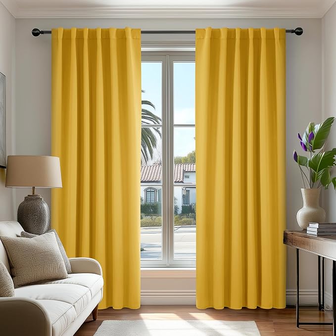 Deconovo Solid Back Tab and Rod Pocket Curtains Thermal Insulated Blackout by Deconovo