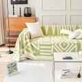 HANDONTIME Green Sofa Covers Chenille Couch Covers Universal Sofa Cover Boho Cover for Sofa 3 Seats Dogs Couch Furniture Protector Couch Cushion Covers Sectional Couch Covers for L Shaped, 91" X150"