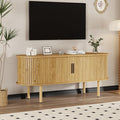 47.2" TV Stand, Modern TV Console Table with Storage Compartment and Sliding Door, Gaming Entertainment Center with Cabinet for Living Room, Bedroom, Office, Oak