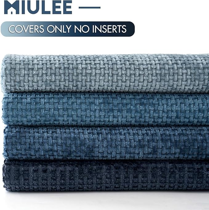 MIULEE Pack of 4 Couch Throw Pillow Covers 22x22 Inch Neutral Blue Soft - Image 6