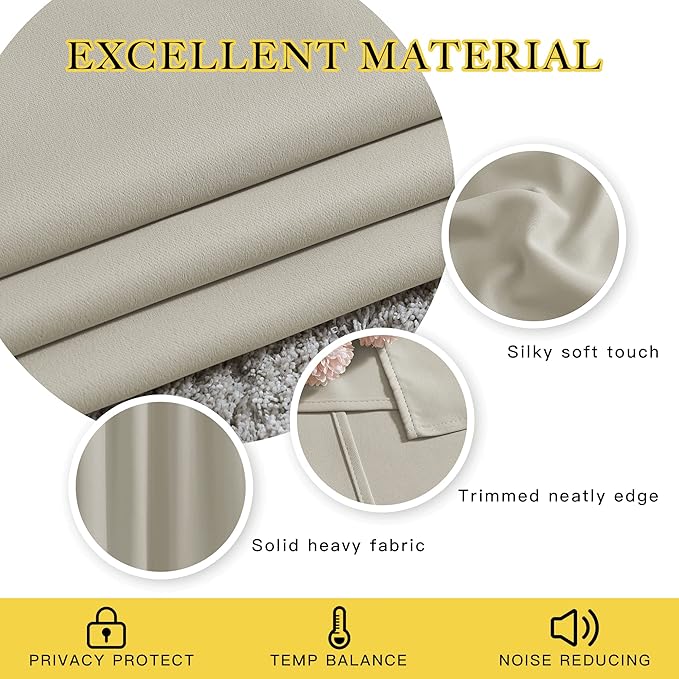 NICETOWN Blackout Bedroom Curtains 48 inches Long - Image 4