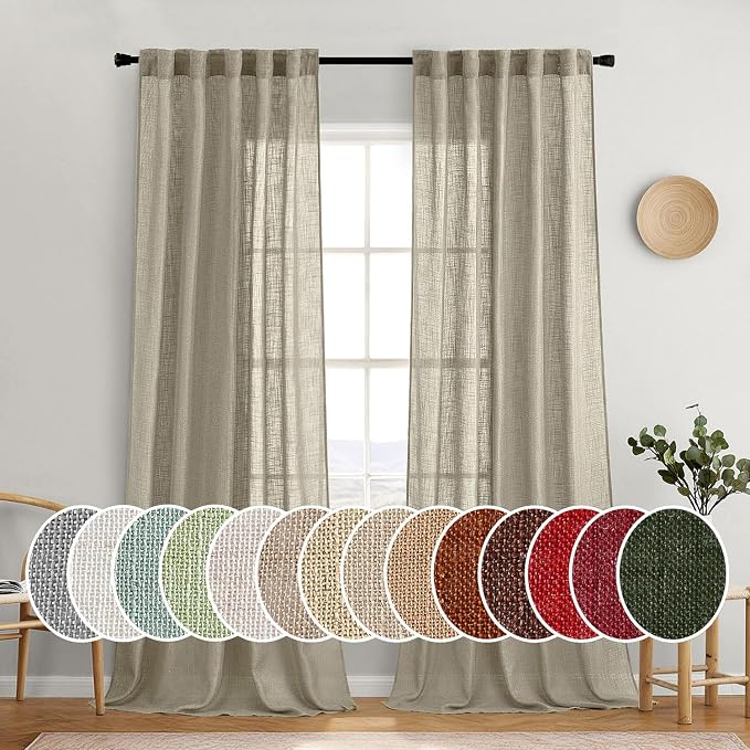 MIULEE Oatmeal Curtains 90 Inch Long 2 Panels by MIULEE
