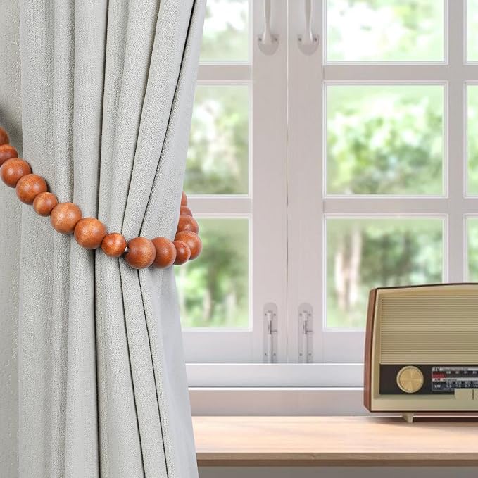 Wood Bead Curtain Tiebacks, KLOGTSIND Set of 4 Curtain Holdbacks - Image 5