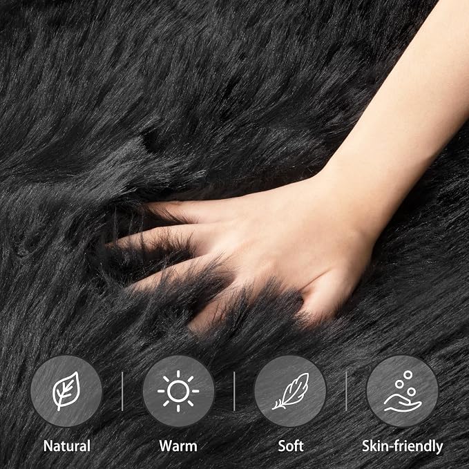 Ciicool Ultra Soft Faux Sheepskin Fur Rug Fluffy Chair Rug - Image 4
