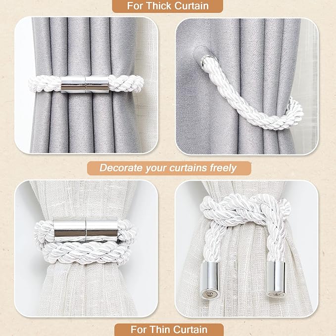 NICEEC 2 Pack Strong Magnetic Curtain Tiebacks Modern Simple Style Drape Tie - Image 6