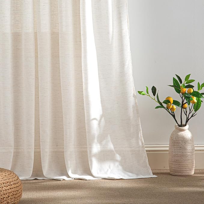 RYB HOME Sheer Curtains 108 inches Long Linen Blend Vertical Extra Long High - Image 5