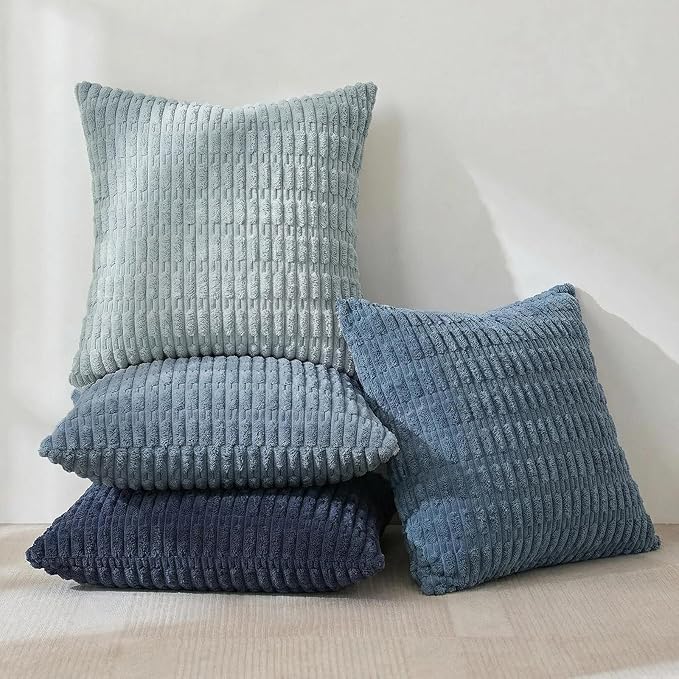 Fancy Homi Set of 4 Blue Decorative Throw Pillow Covers 12x12 Inch - Image 2