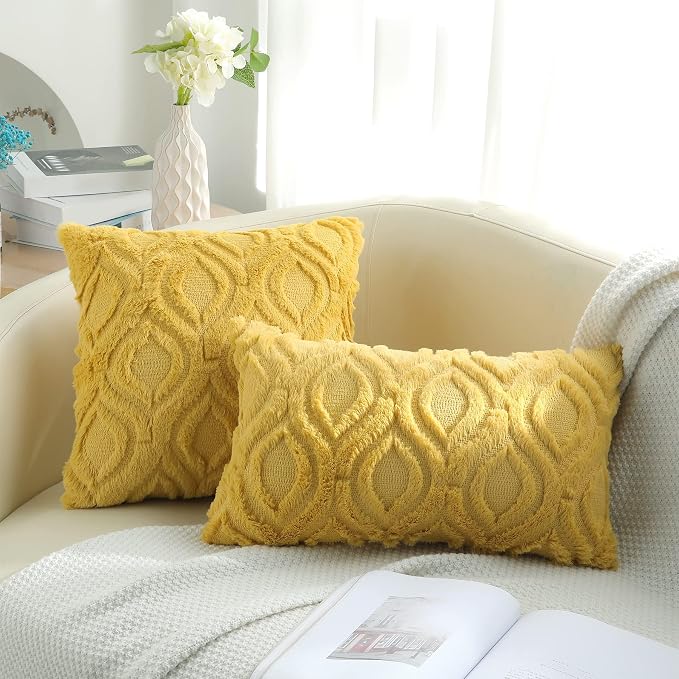 decorUhome Summer Throw Pillow Covers 26x26 Inch Set of 2, Soft Plush Faux Wool - Image 9