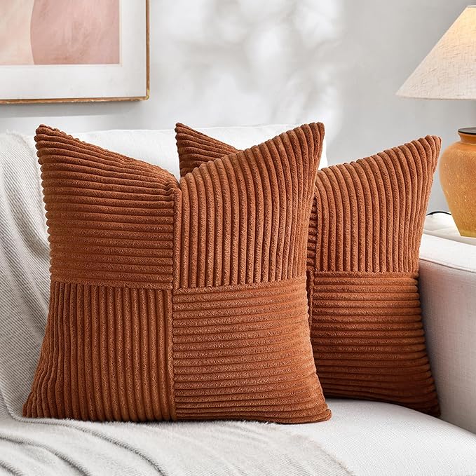 Fancy Homi 2 Packs Rust Euro Decorative Throw Pillow Covers 26x26 Inch by Fancy+Homi