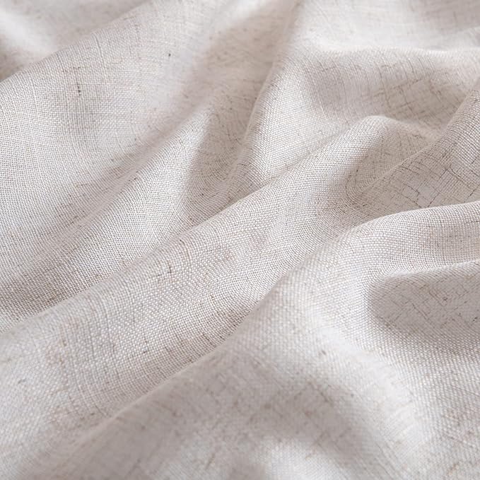 MIULEE Natural White Linen Curtains 90 Inch Long 2 Panels Set - Image 4