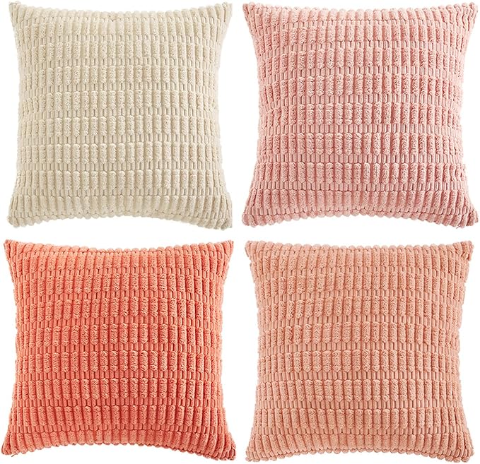 Fancy Homi 4 Packs Blush Pink Decorative Throw Pillow Covers 20x20 Inch - Image 9
