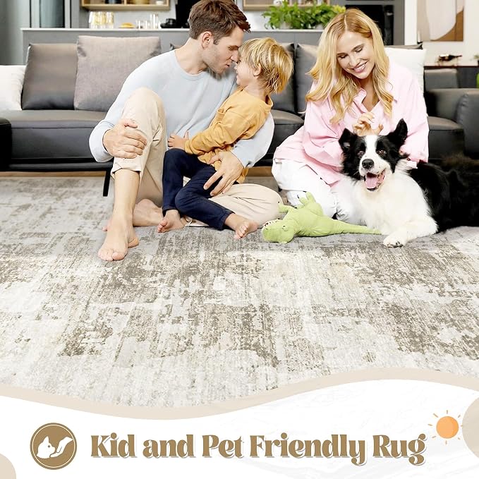 XLUEZ 6x9 Area Rugs for Living Room, Washable Modern Abstract Large Area Rug - Image 3