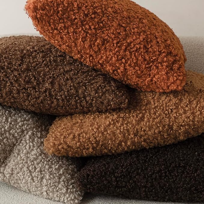 Foindtower 2 Pieces 26x26 Inch Burnt Orange, Faux Fur Throw Pillow Cover Accent Sherpa Furry Pillow Cover Fuzzy Soft Pillowcases Cozy Sheepskin Decorative Fleece Cushion Case for Bed Couch Living Room