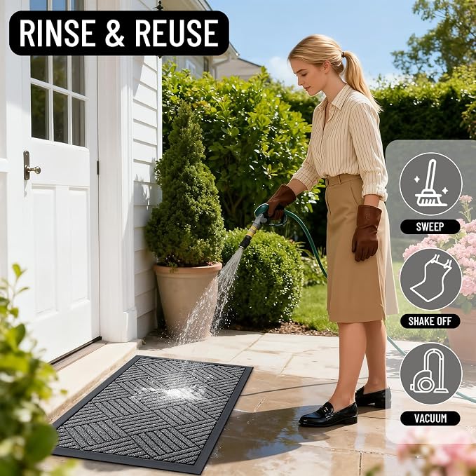 OLANLY Front Door Mat Outside Entrance 47x17, Heavy Duty Sturdy Natural Rubber - Image 7