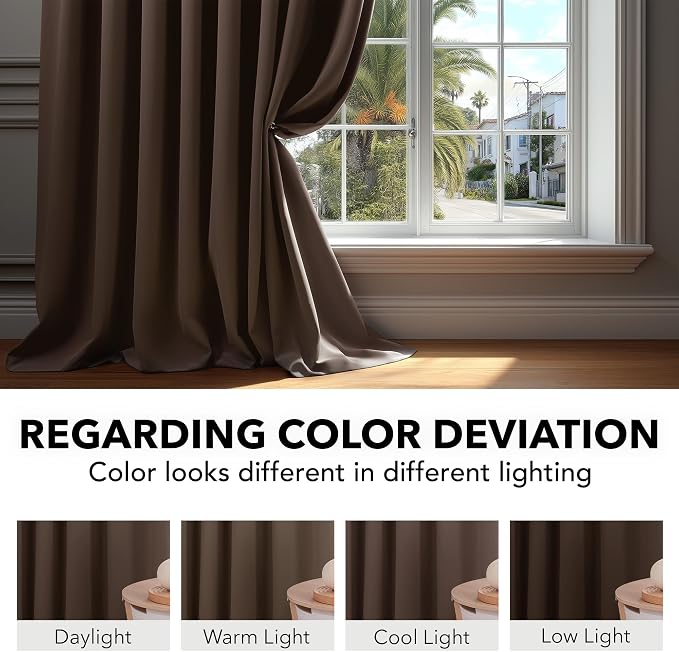 Deconovo Blackout Curtains, Thermal Insulated, W70 x L108 2 Panels, Back Tab - Image 6