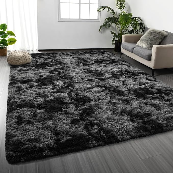 Deerhoo Large Shag Area Rugs 9 x 12, Tie-Dyed Plush Fuzzy Rugs by Deerhoo
