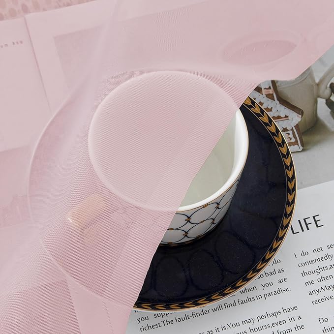 OVZME Blush Pink Sheer Curtains 108 Inches Long 2 Panels - Image 4