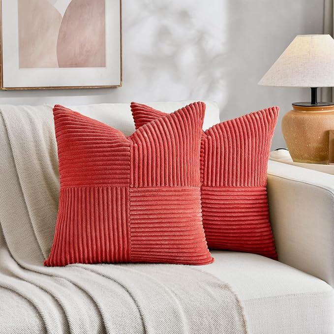 Fancy Homi 2 Packs Red Euro Decorative Throw Pillow Covers 26x26 Inch - Image 6