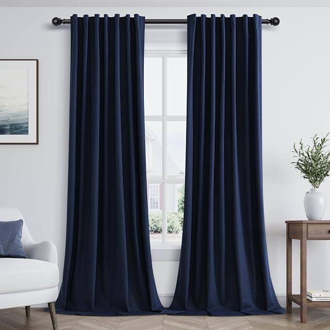 Guken Navy Blue 100% Blackout Curtains 108 Inch Length 2 Panels Set by Guken