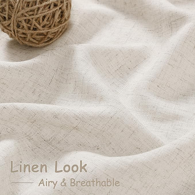 Nanspring Pearl White Linen Curtains 63 Inch Length - Image 4