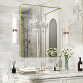 Fun Memories Wall Mirror for Bathroom,32x36 Inch Glod Bathroom Mirror, Rectangular Wall Mounted Decorativ, Rounded Corner, Aluminum Alloy Frame, Farmhouse, Hangs Horizontal or Vertical