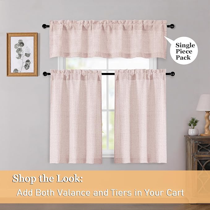 OWENIE Blush Pink Valances for Windows 1 Pcs 24 Inch Length, Light Filtering - Image 6