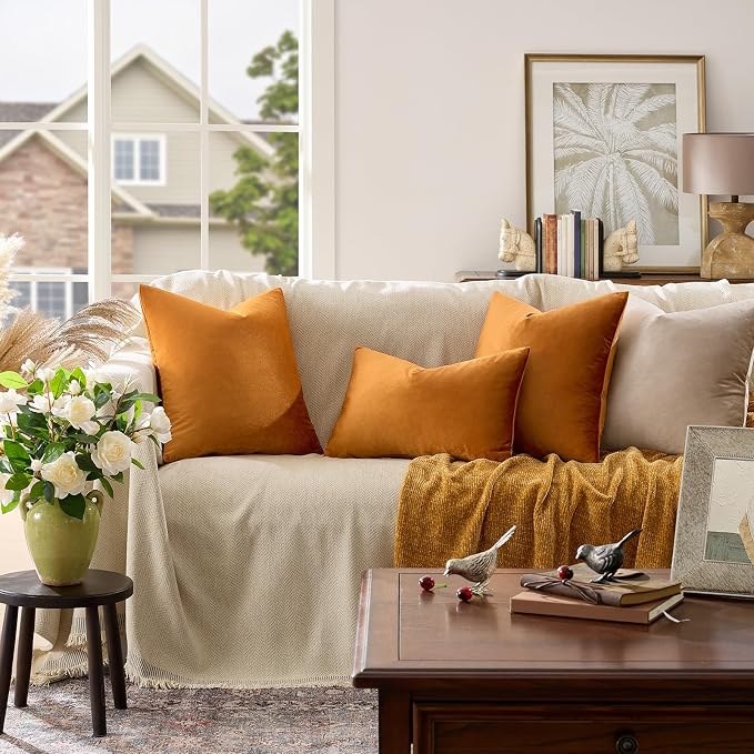 GIGIZAZA Decorative Throw Pillow Covers 26x26, Velvet Sofa Boho Cushion Pillows - Image 2
