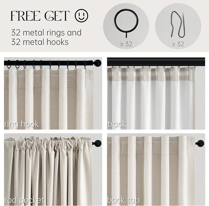 Topfinel Extra Long Total Blackout Linen Curtains 108 Inches Long - Image 5
