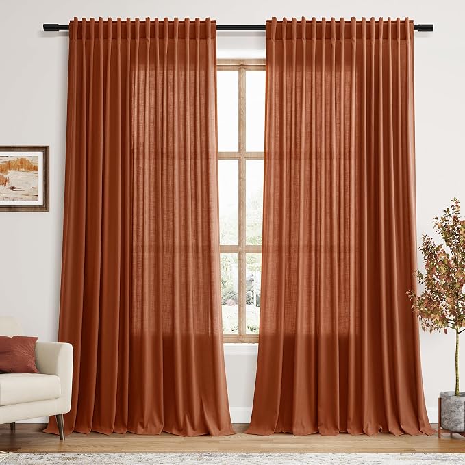 Nanspring Extra Wide Terracotta Curtains by Nanspring