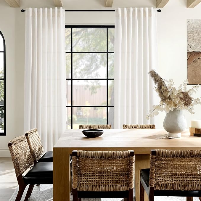 Ivory White Linen Curtains 102 Inches Long - Image 8
