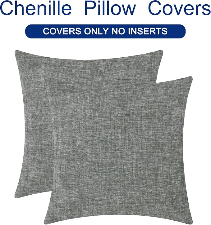 CaliTime Throw Pillow Covers Decorative 24 X 24 Inches Pack of 2 Cozy Chenille - Image 6