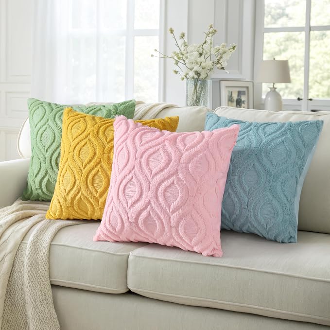 decorUhome Summer Throw Pillow Covers 20x20 Inch Set of 2, Soft Plush Faux Wool - Image 5