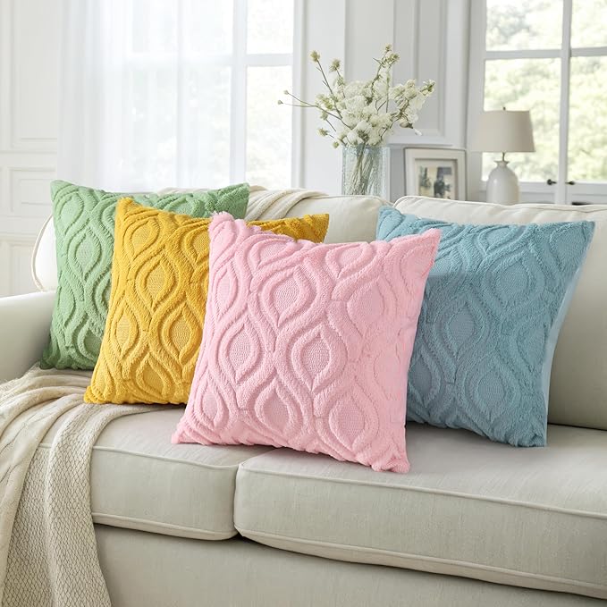 decorUhome Summer Throw Pillow Covers 26x26 Inch Set of 2, Soft Plush Faux Wool - Image 5