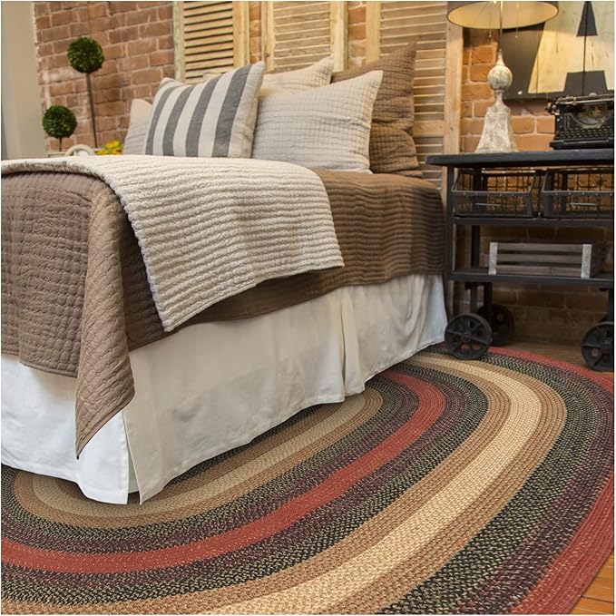Highland Multi Color Jute Braided Oval Rug, 4x6' - Warm Country and Lodge Decor, Perfect for Bedrooms, Kitchens and Large Entryways - Pet Friendly, Reversible and Easy to Clean