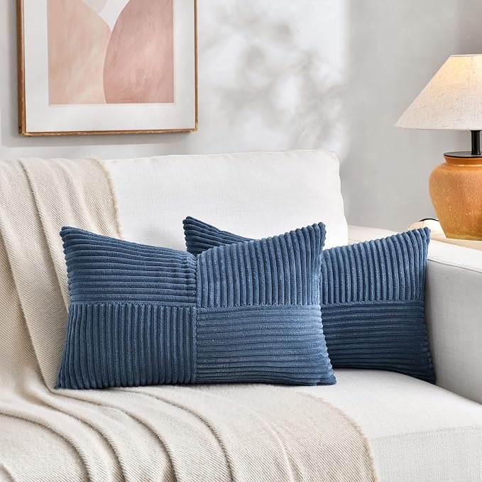 Fancy Homi 2 Packs Dusty Blue Lumbar Decorative Throw Pillow Covers 16x26 Inch - Image 5