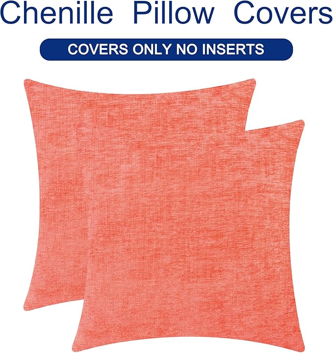 CaliTime Throw Pillow Covers Decorative 24 X 24 Inches Pack of 2 Cozy Chenille - Image 6