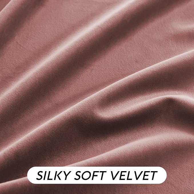 RYB HOME Dusty Pink Velvet Curtains 84 inch, Room Darkening Window Curtains - Image 7