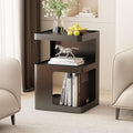 Black Modern Side Table, 3-Tier Metal NightStand with Storage, End Table Living Room, Small Night Stand for Bedroom, Bedside Table for Small Space, No Assembly Required